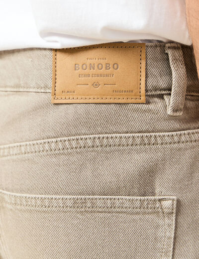Jeans large longueur 32 en coton denim beige homme