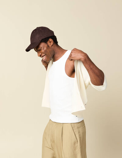 D&eacute;bardeur cintr&eacute; col rond sans manches blanc homme