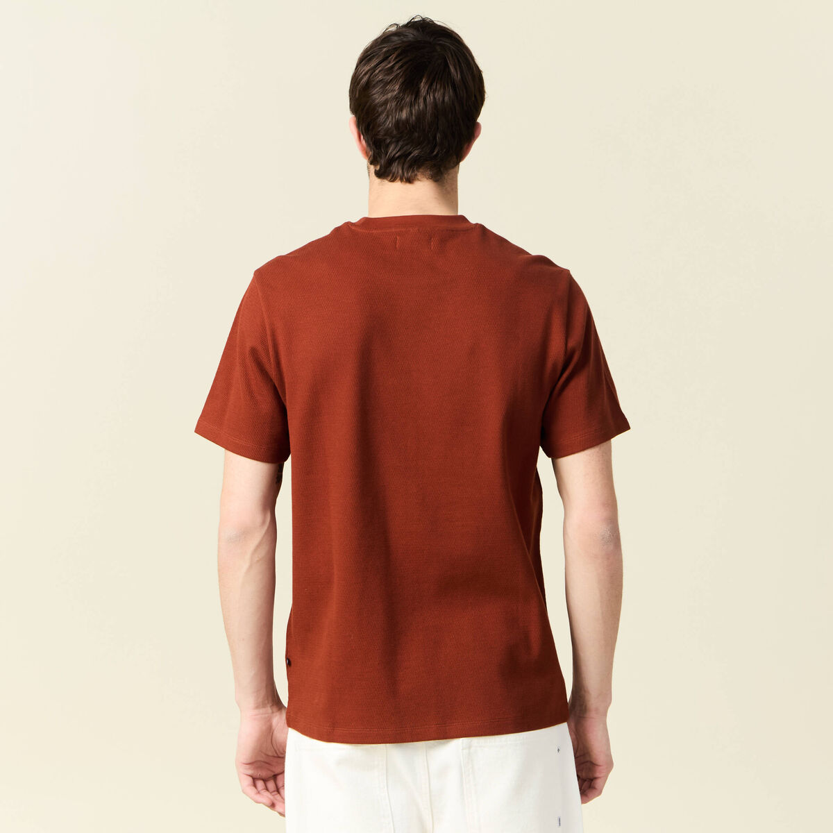 T-shirt manches courtes marron cognac homme
