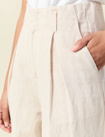 Pantalon large à pinces sable femme