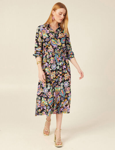 Robe midi droite multicolore femme