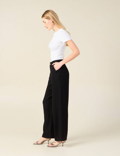 Pantalon large fluide noir femme
