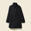 Manteau droit long col montant noir homme