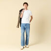 Jeans loose longueur 32 en coton denim bleach homme
