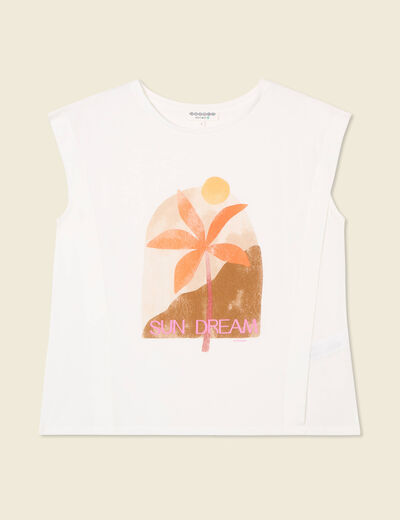 T-shirt manches courtes ecru femme