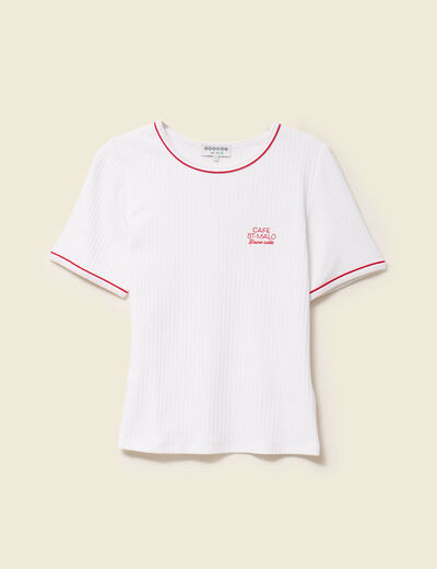 Short ajusté court manches courtes blanc femme