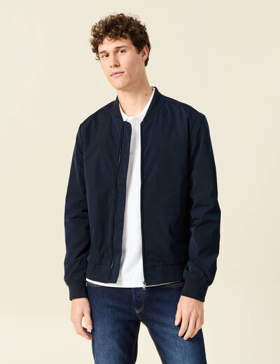 Blouson teddy éco-responsable bleu marine homme