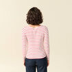 T-shirt ray&eacute; ajust&eacute; manches longues rouge femme