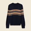 Pull manches longues col rond bleu marine homme