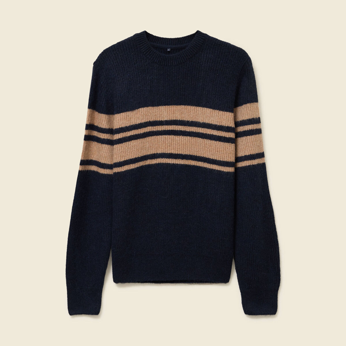 Pull manches longues col rond bleu marine homme