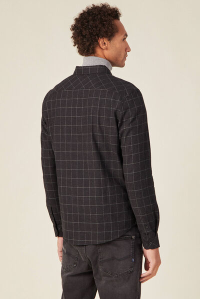 Chemise manches longues gris foncé homme