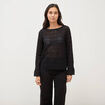 T-shirt manches longues en dentelle noir femme