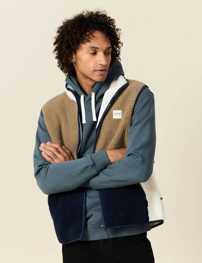 Gilet sans manches zipp&eacute; marron homme