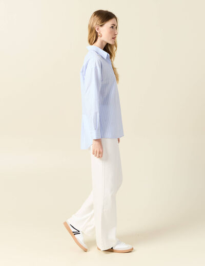 Chemise manches longues bleu pastel femme
