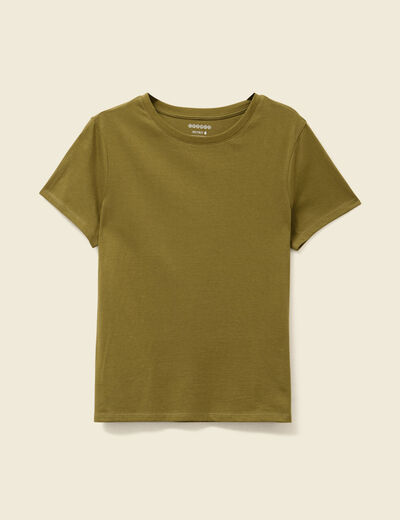 T-shirt manches courtes vert kaki femme