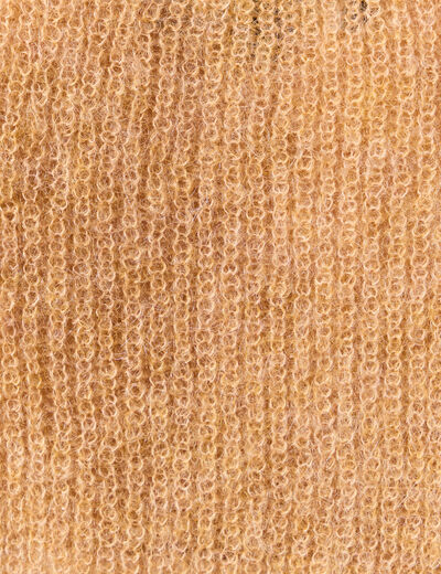 Pull manches longues col rond camel femme