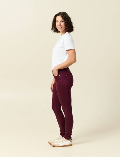 Pantalon skinny push-up taille standard prune femme