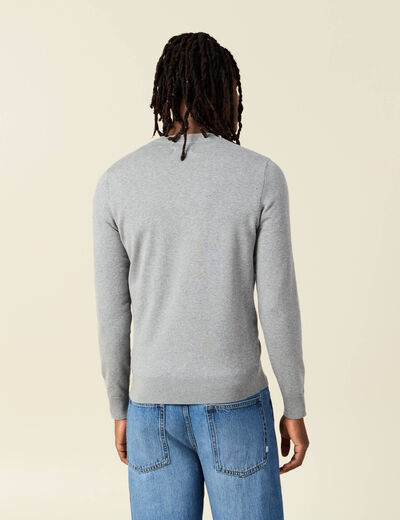 Pull col en V éco-responsable gris foncé homme