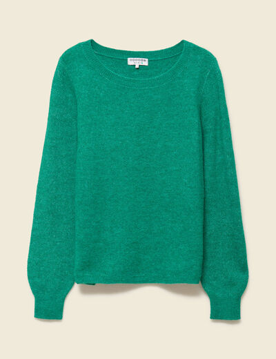 Pull col bateau manches longues vert femme
