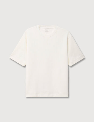 T-shirt ample col rond manches courtes ecru homme