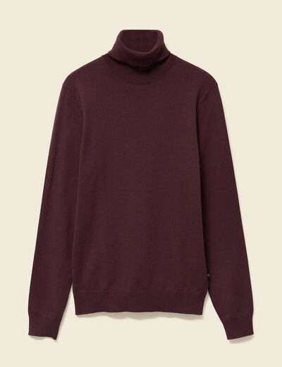 Pull droit court manches longues bordeaux homme