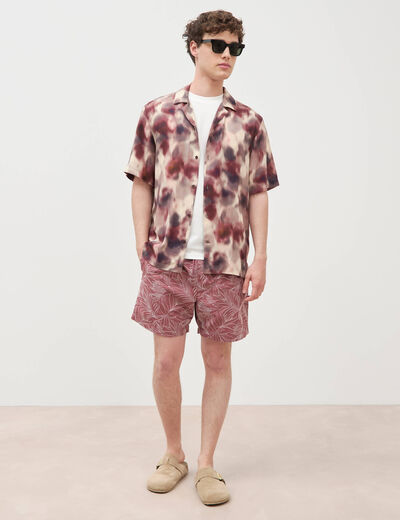 Maillot de bain avec broderie doubl&eacute; vieux rose homme