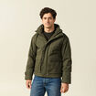 Parka droite courte &agrave; capuche vert kaki homme