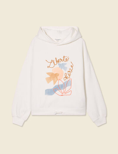 Sweat à capuche ecru femme