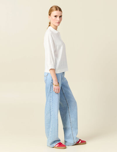 Polo manches 3/4 ecru femme