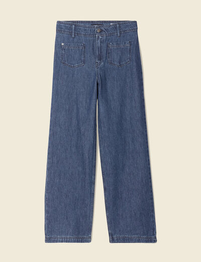 Jeans jambe large denim brut femme