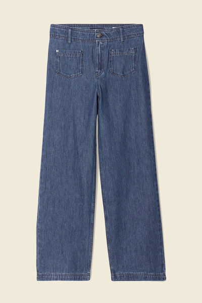 Jeans jambe large denim brut femme