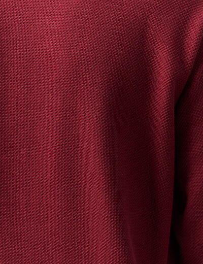 Polo manches longues en coton bordeaux homme