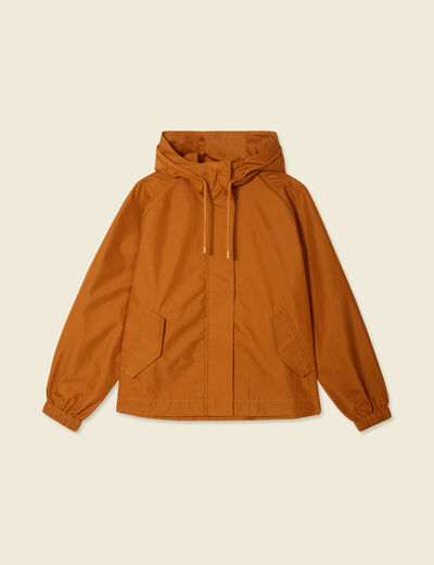 Parka oversize à capuche camel femme