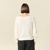Pull ajour&eacute; col bateau manches longues ecru femme