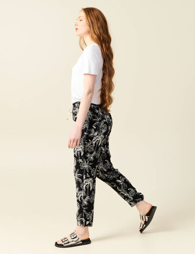 Pantalon carotte fluide noir femme