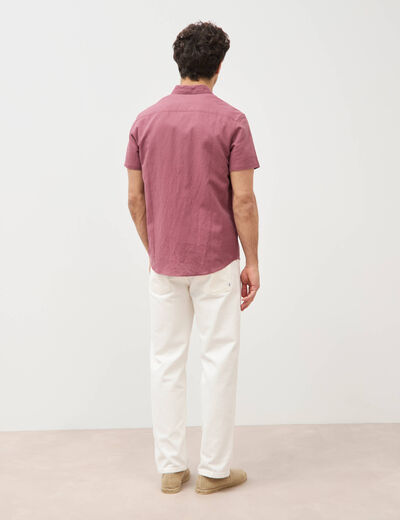Chemise manches courtes vieux rose homme