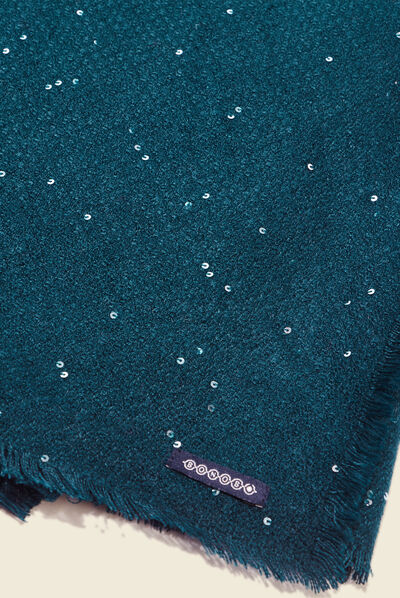 Écharpe à sequins bleu canard femme