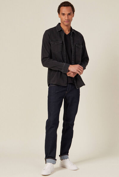 T-shirt col V homme Instinct noir homme
