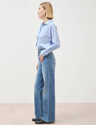 Jeans large taille haute denim stone femme