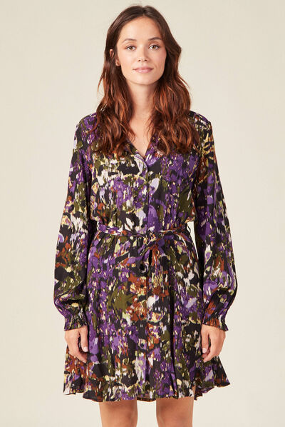 Robe patineuse ceinturée noir femme