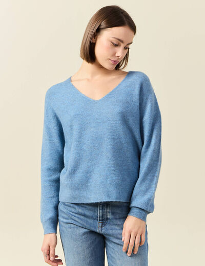 Pull manches longues bleu clair femme