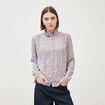 Chemise droite manches longues bleu gris femme
