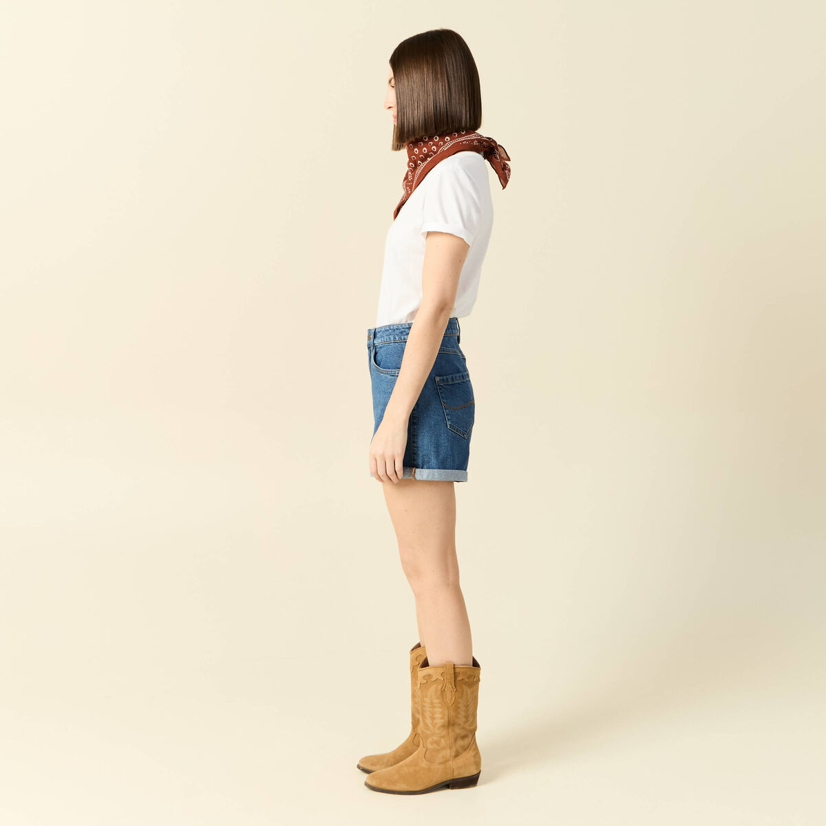 Short mom éco-responsable denim stone femme