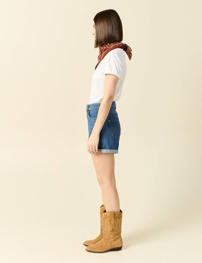 Short mom éco-responsable denim stone femme