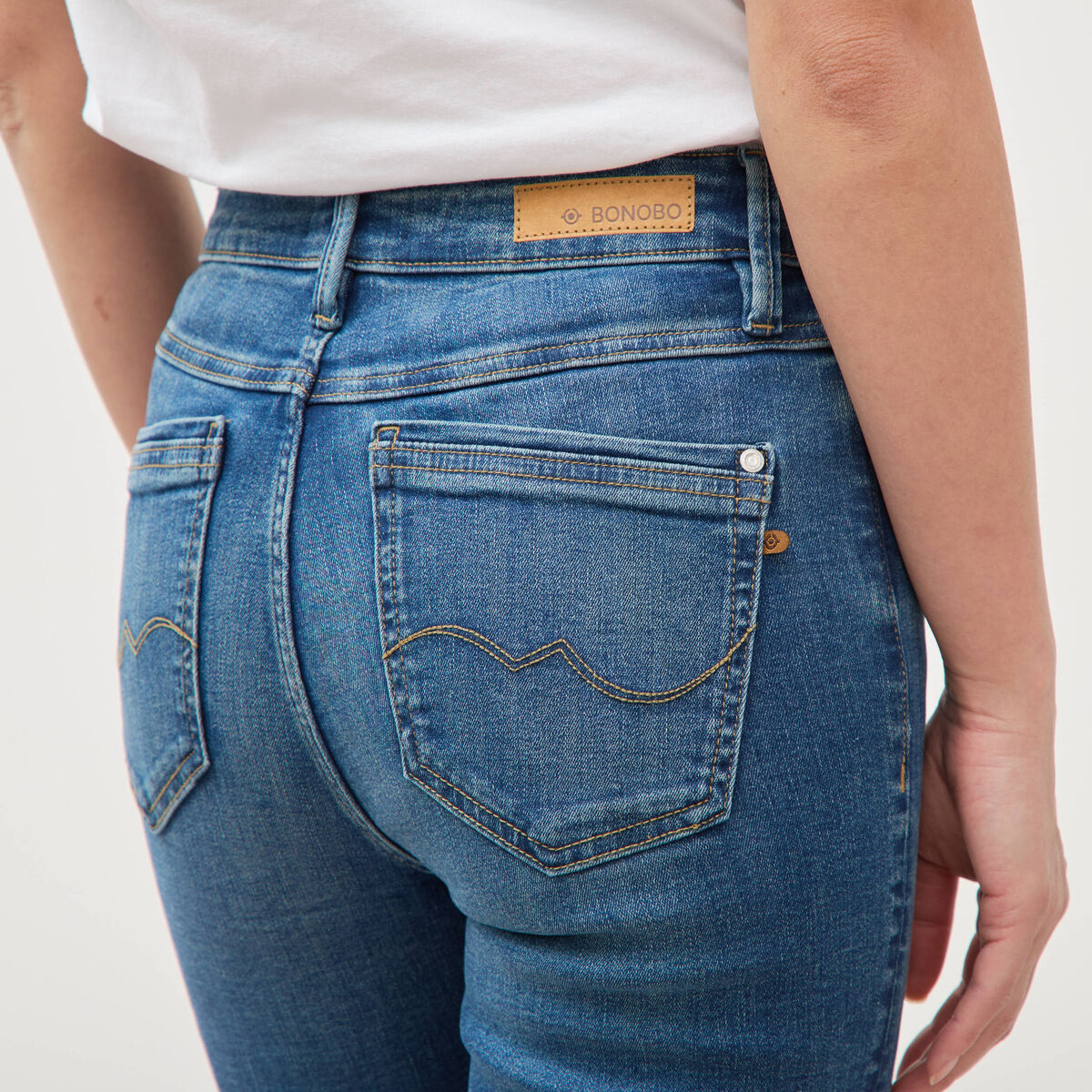 Jeans slim taille haute 7/8&egrave;me denim stone femme