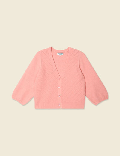 Gilet manches 3/4 rose saumon femme