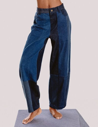 Jeans barrel taille standard denim stone femme