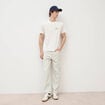 T-shirt droit en coton col rond ecru homme