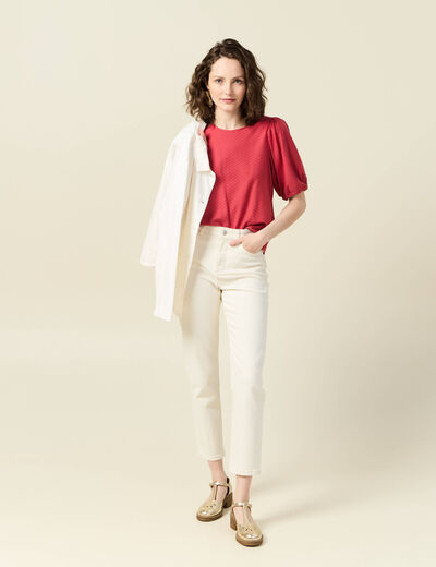 T-shirt manches courtes rouge foncé femme