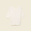 Gilet manches coude col rond ecru femme